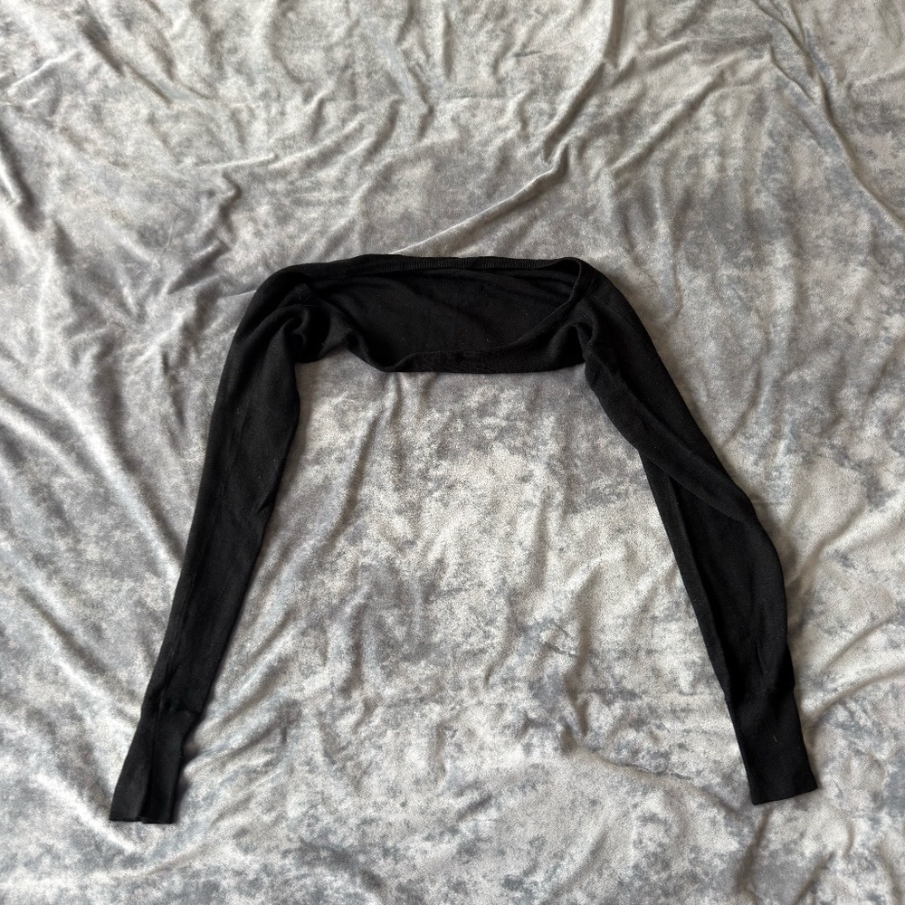 Black Cropped Shrug Long Sleeve Bolero Lightweight XS S
